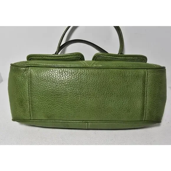 Fossil Satchel Purse Tote Green Leather Top Handles Buckle Pockets Doctors Bag - Picture 8 of 14